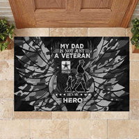 Veteran Fathers Day Rubber Doormat My Dad is Not Just a Veteran, He's My Hero - Wonder Print Shop
