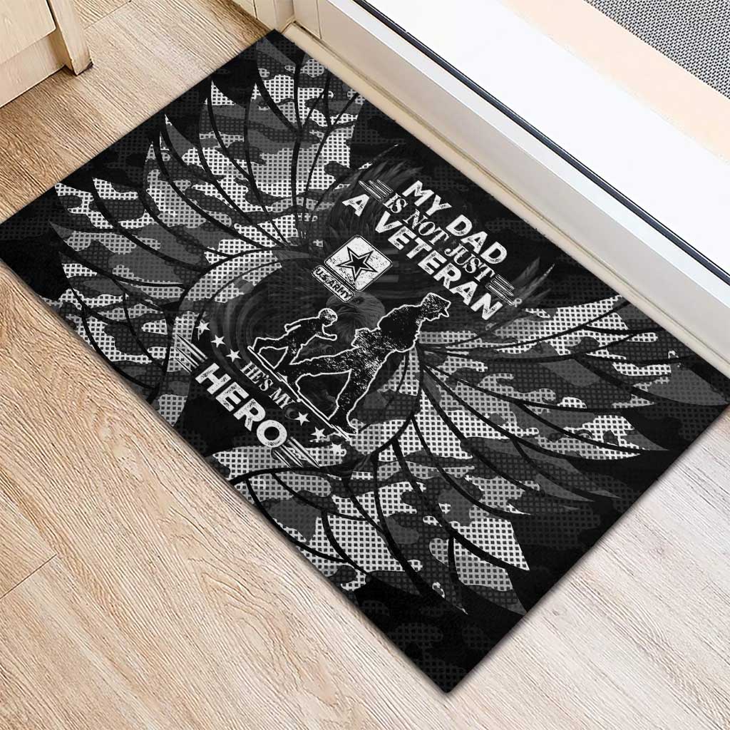 Veteran Fathers Day Rubber Doormat My Dad is Not Just a Veteran, He's My Hero - Wonder Print Shop
