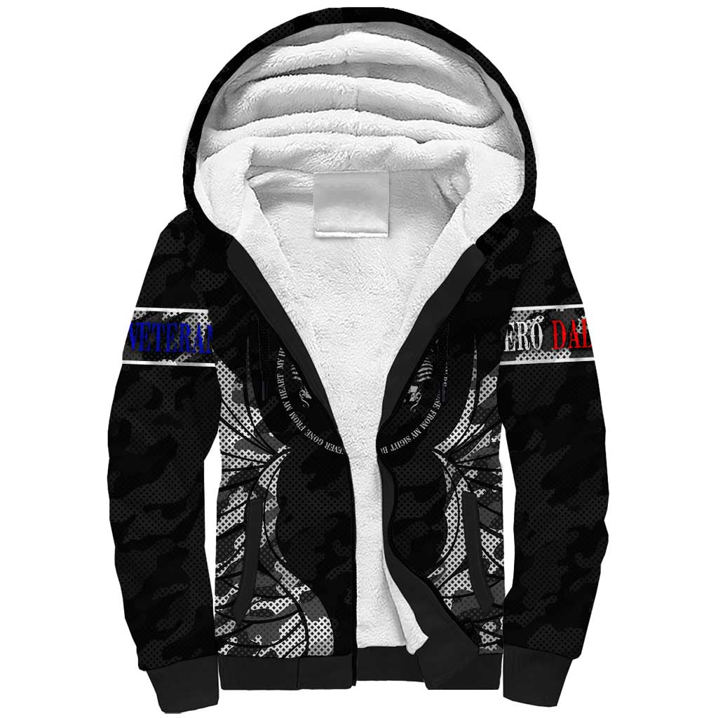 Veteran Fathers Day Sherpa Hoodie My Dad is Not Just a Veteran, He's My Hero - Wonder Print Shop
