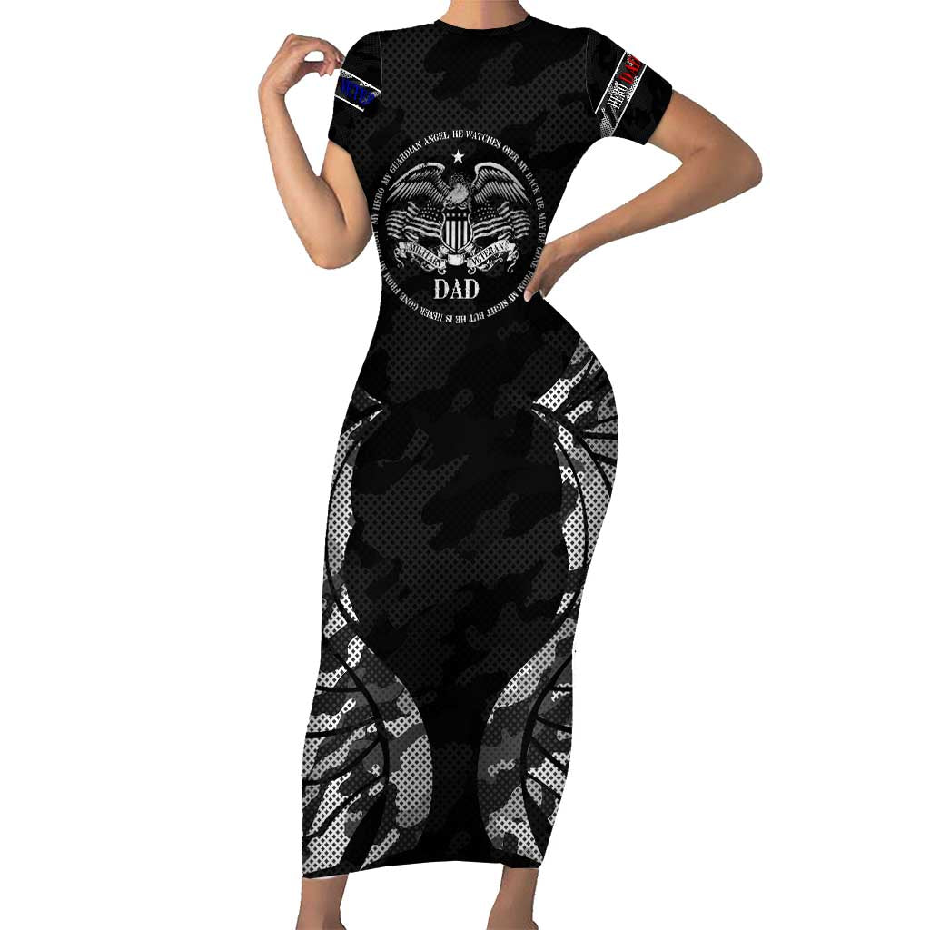 Veteran Fathers Day Short Sleeve Bodycon Dress My Dad is Not Just a Veteran, He's My Hero - Wonder Print Shop