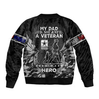Veteran Fathers Day Sleeve Zip Bomber Jacket My Dad is Not Just a Veteran, He's My Hero - Wonder Print Shop