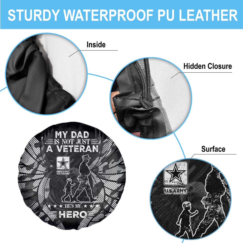 Veteran Fathers Day Spare Tire Cover My Dad is Not Just a Veteran, He's My Hero - Wonder Print Shop