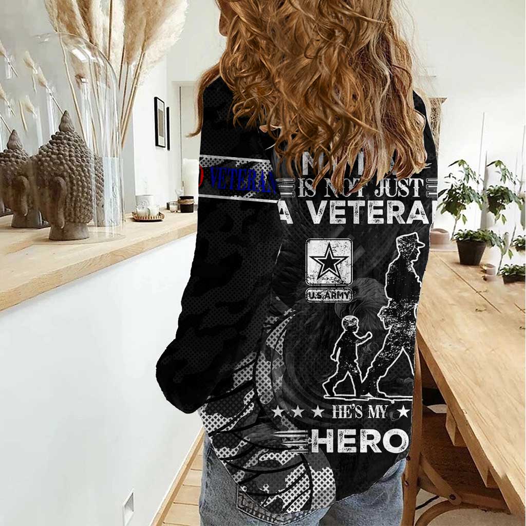 Veteran Fathers Day Women Casual Shirt My Dad is Not Just a Veteran, He's My Hero - Wonder Print Shop