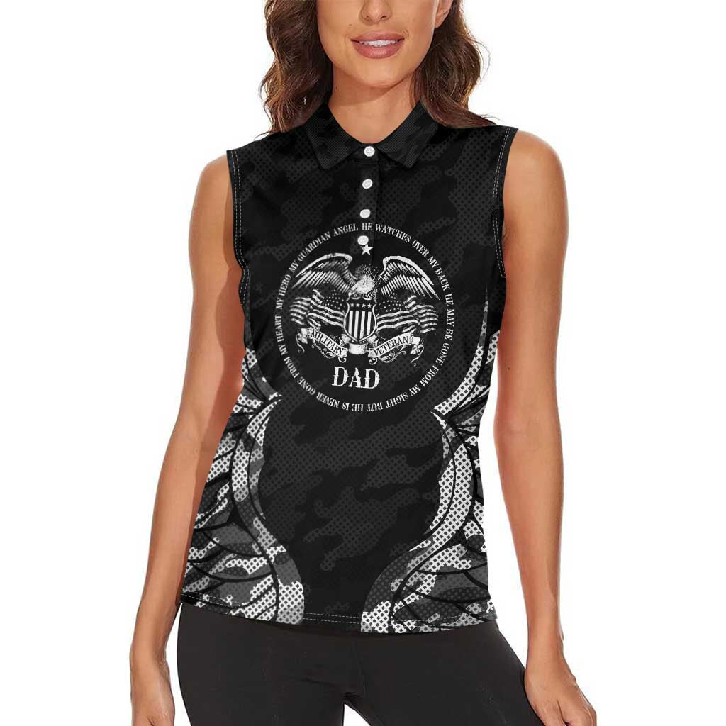 Veteran Fathers Day Women Sleeveless Polo Shirt My Dad is Not Just a Veteran, He's My Hero - Wonder Print Shop