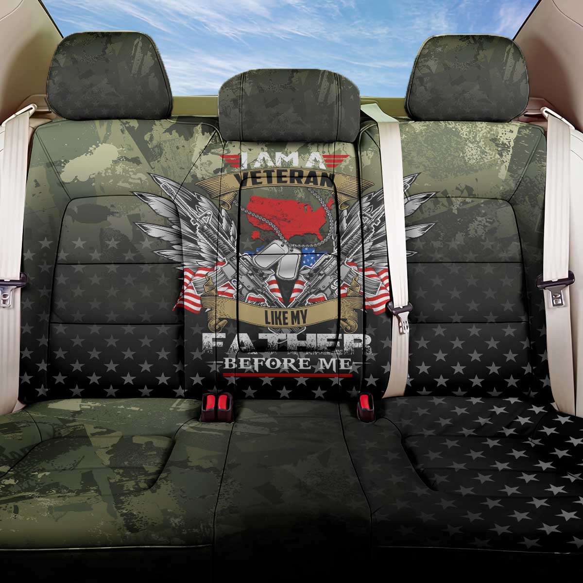 Veteran Dad Back Car Seat Cover I Am a Veteran Like My Father Before Me