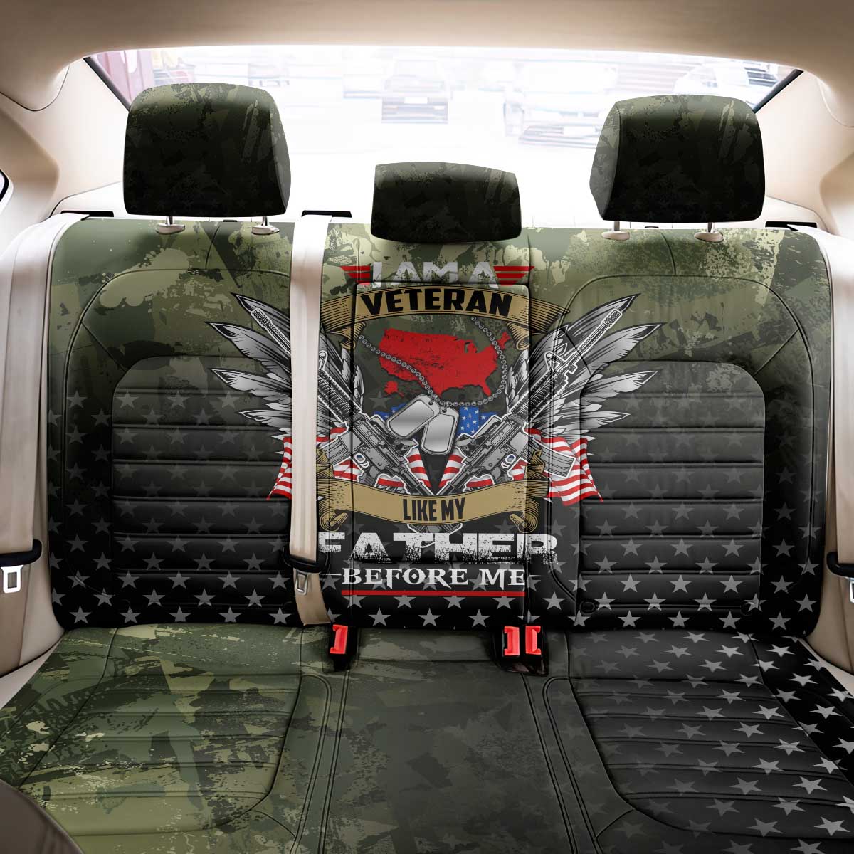 Veteran Dad Back Car Seat Cover I Am a Veteran Like My Father Before Me