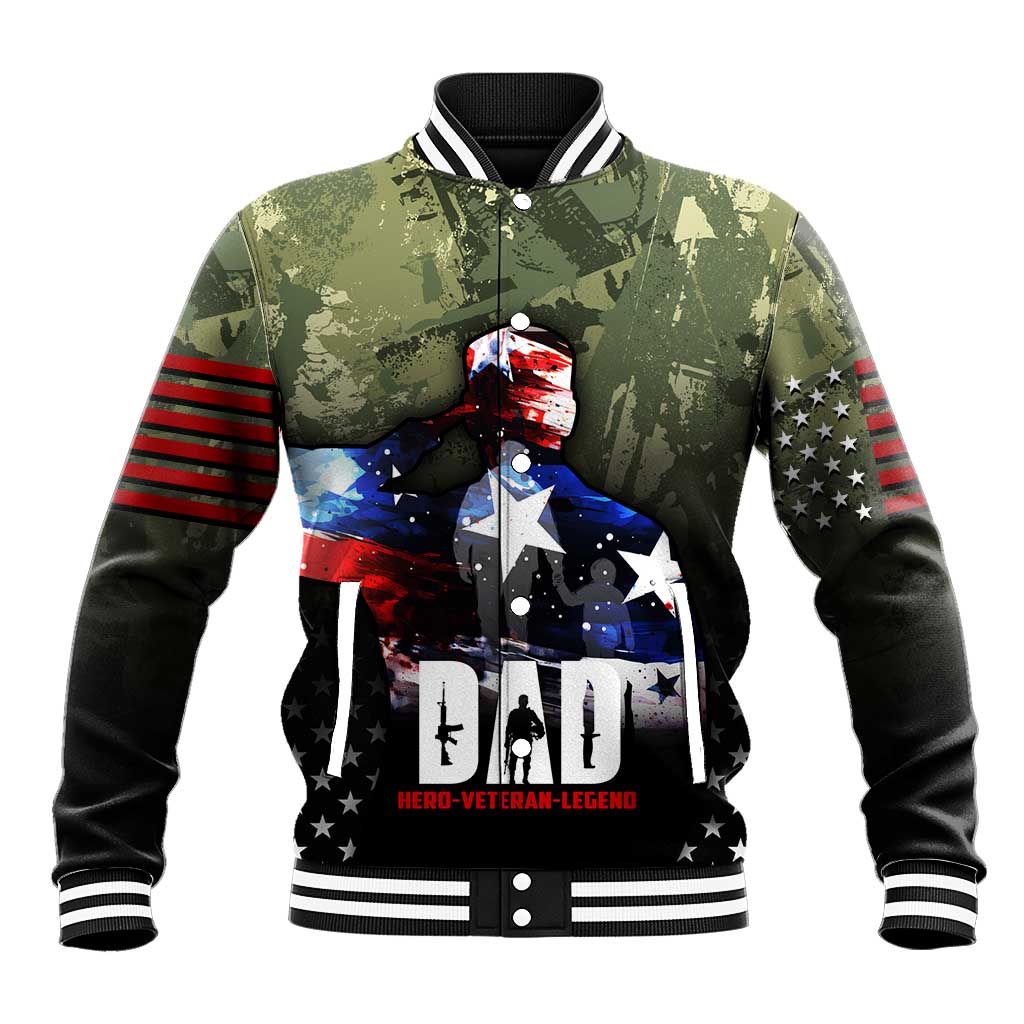 Veteran Dad Baseball Jacket I Am a Veteran Like My Father Before Me