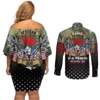Veteran Dad Couples Matching Off Shoulder Short Dress and Long Sleeve Button Shirt I Am a Veteran Like My Father Before Me