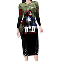 Veteran Dad Family Matching Long Sleeve Bodycon Dress and Hawaiian Shirt I Am a Veteran Like My Father Before Me