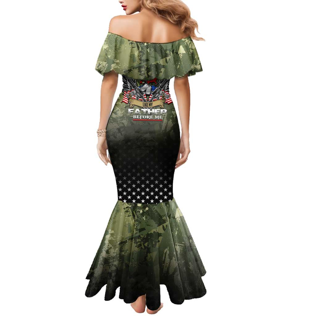 Veteran Dad Family Matching Mermaid Dress and Hawaiian Shirt I Am a Veteran Like My Father Before Me