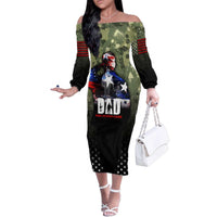 Veteran Dad Family Matching Off The Shoulder Long Sleeve Dress and Hawaiian Shirt I Am a Veteran Like My Father Before Me