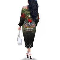 Veteran Dad Family Matching Off The Shoulder Long Sleeve Dress and Hawaiian Shirt I Am a Veteran Like My Father Before Me