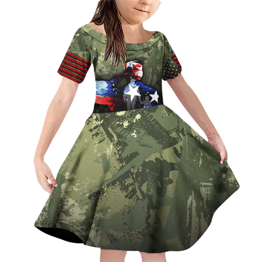 Veteran Dad Family Matching Off Shoulder Short Dress and Hawaiian Shirt I Am a Veteran Like My Father Before Me