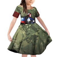 Veteran Dad Family Matching Off Shoulder Short Dress and Hawaiian Shirt I Am a Veteran Like My Father Before Me