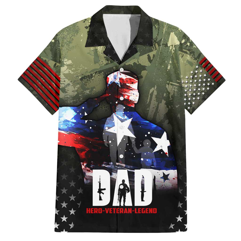 Veteran Dad Family Matching Off Shoulder Short Dress and Hawaiian Shirt I Am a Veteran Like My Father Before Me