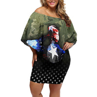Veteran Dad Family Matching Off Shoulder Short Dress and Hawaiian Shirt I Am a Veteran Like My Father Before Me