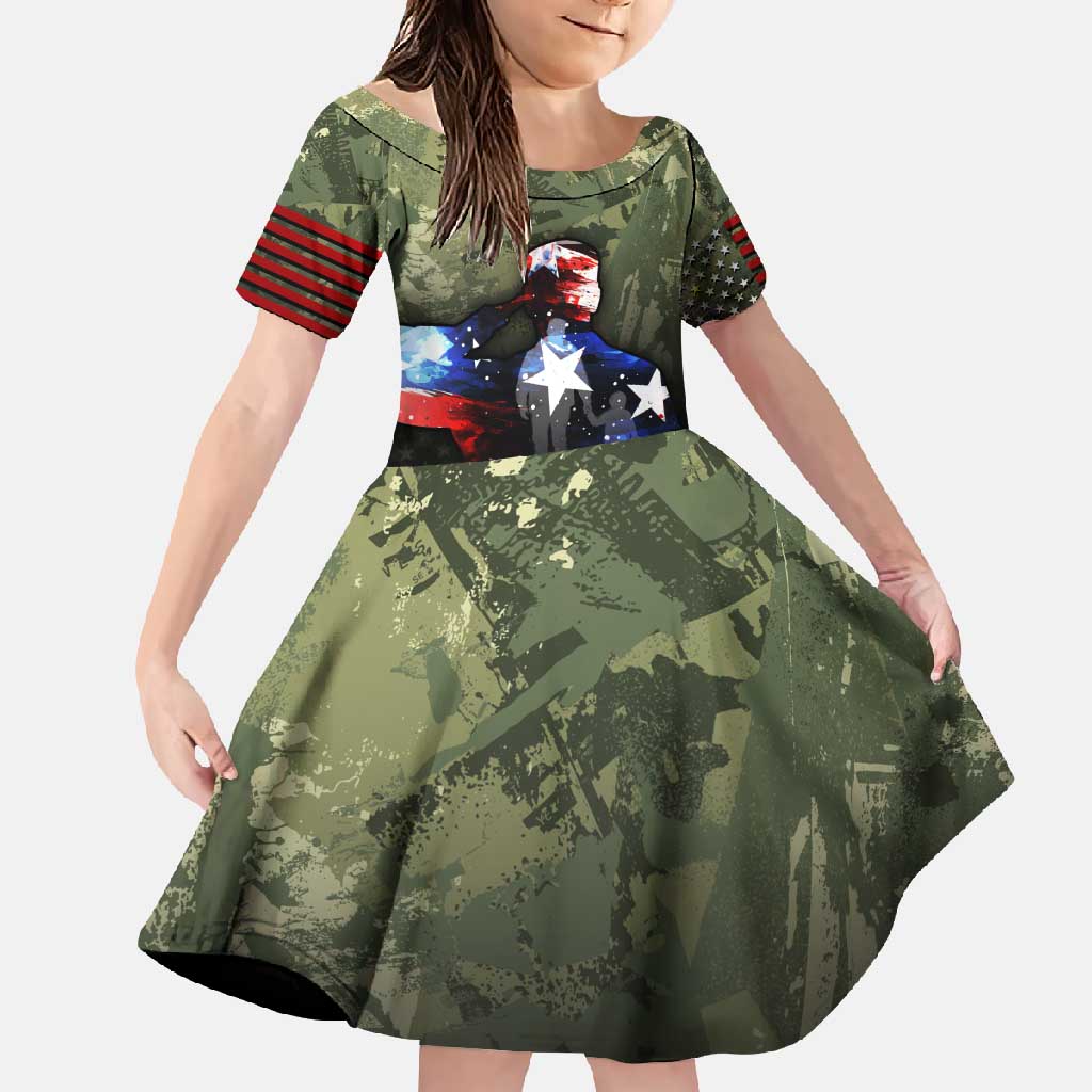 Veteran Dad Family Matching Short Sleeve Bodycon Dress and Hawaiian Shirt I Am a Veteran Like My Father Before Me