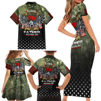 Veteran Dad Family Matching Short Sleeve Bodycon Dress and Hawaiian Shirt I Am a Veteran Like My Father Before Me