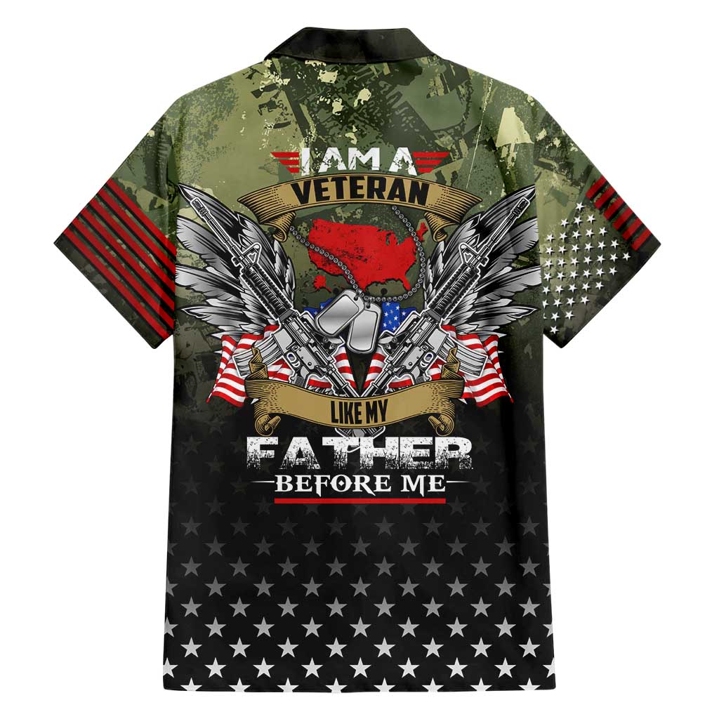 Veteran Dad Family Matching Short Sleeve Bodycon Dress and Hawaiian Shirt I Am a Veteran Like My Father Before Me