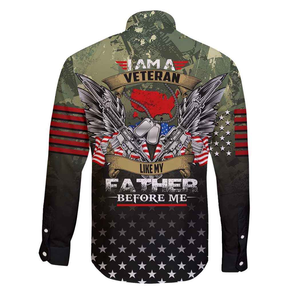 Veteran Dad Family Matching Short Sleeve Bodycon Dress and Hawaiian Shirt I Am a Veteran Like My Father Before Me