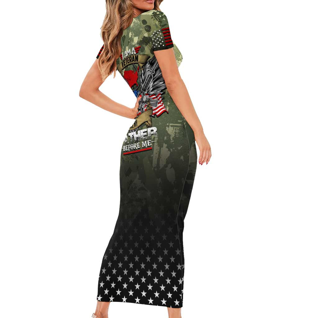 Veteran Dad Family Matching Short Sleeve Bodycon Dress and Hawaiian Shirt I Am a Veteran Like My Father Before Me