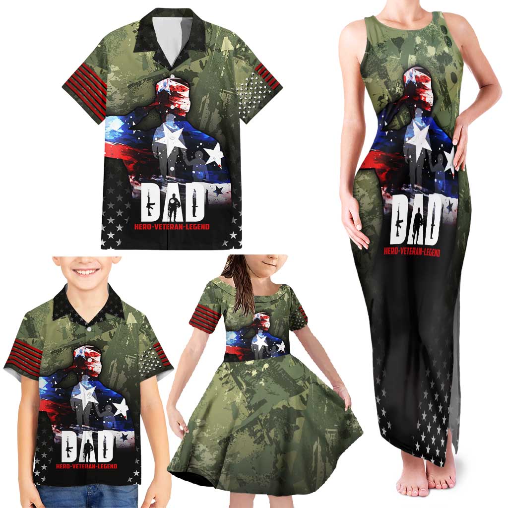 Veteran Dad Family Matching Tank Maxi Dress and Hawaiian Shirt I Am a Veteran Like My Father Before Me