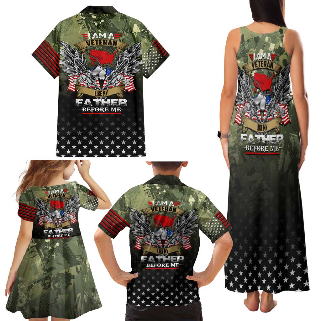 Veteran Dad Family Matching Tank Maxi Dress and Hawaiian Shirt I Am a Veteran Like My Father Before Me