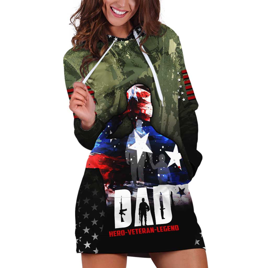 Veteran Dad Hoodie Dress I Am a Veteran Like My Father Before Me
