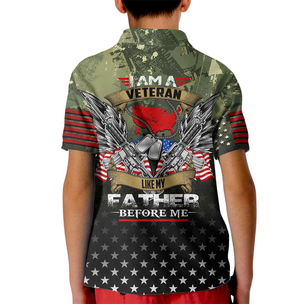 Veteran Dad Kid Polo Shirt I Am a Veteran Like My Father Before Me