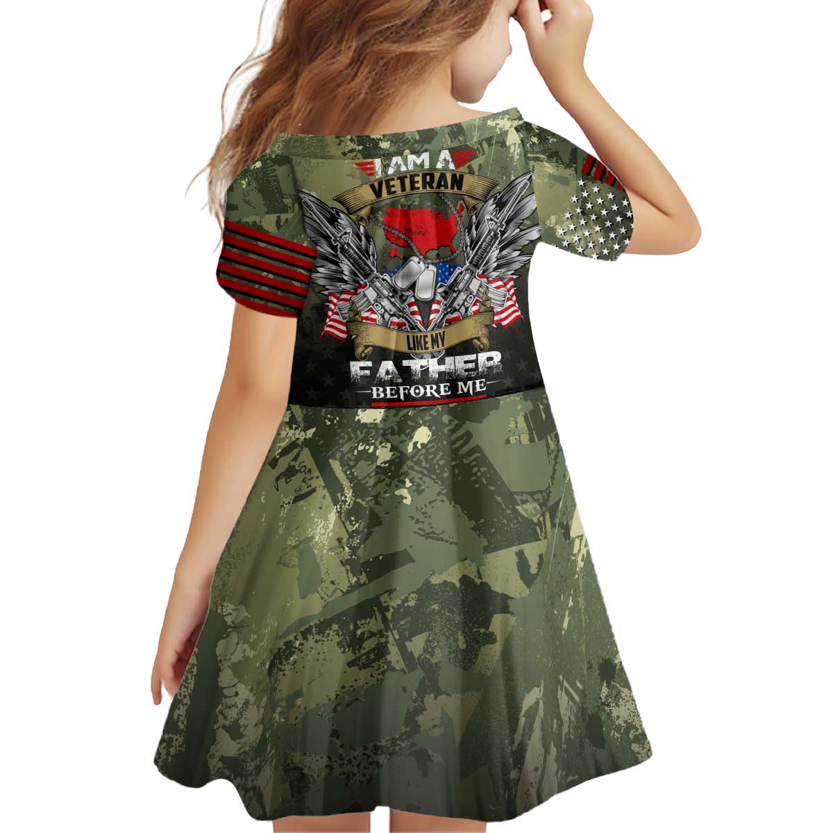 Veteran Dad Kid Short Sleeve Dress I Am a Veteran Like My Father Before Me
