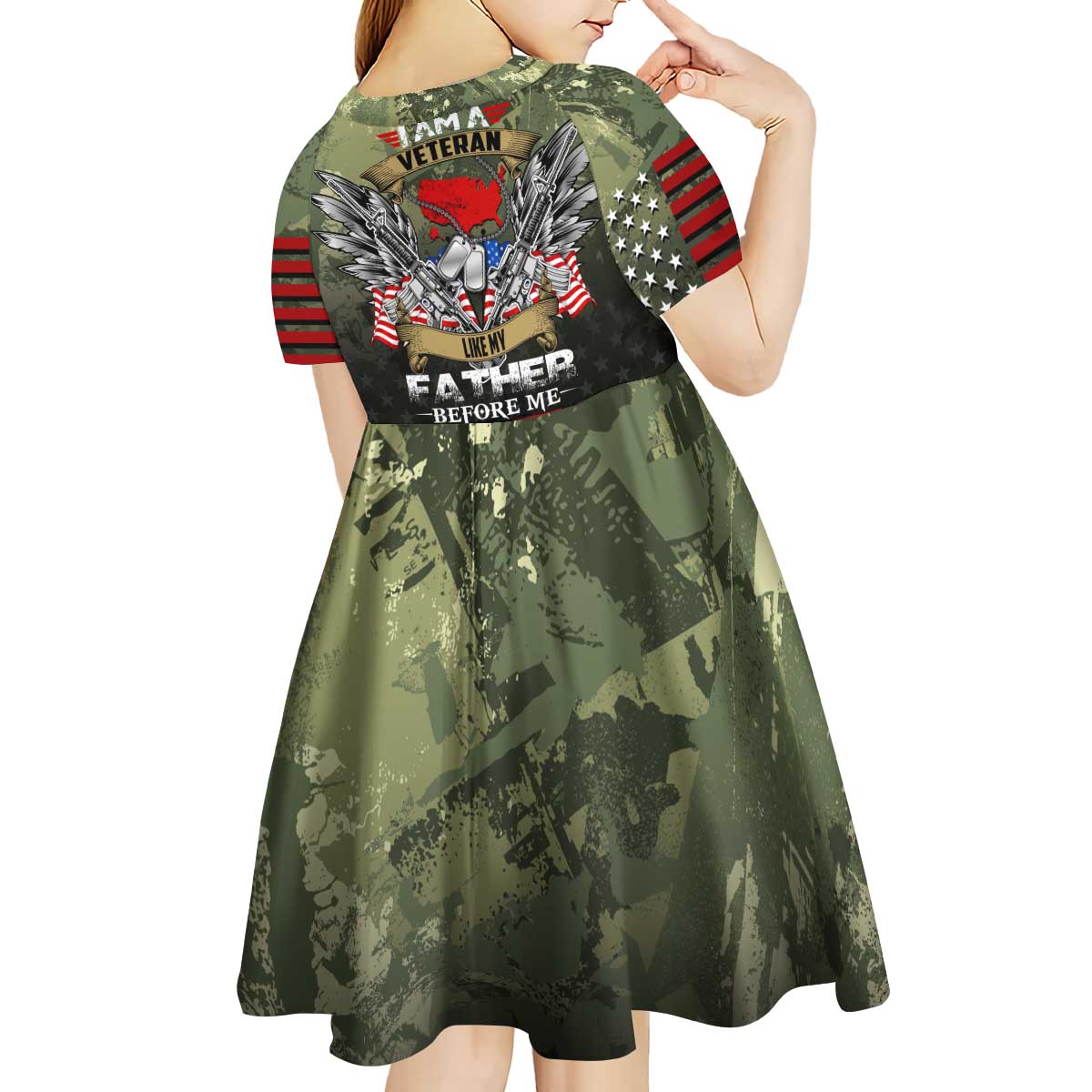 Veteran Dad Kid Short Sleeve Dress I Am a Veteran Like My Father Before Me