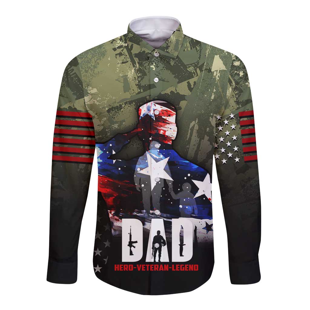 Veteran Dad Long Sleeve Button Shirt I Am a Veteran Like My Father Before Me