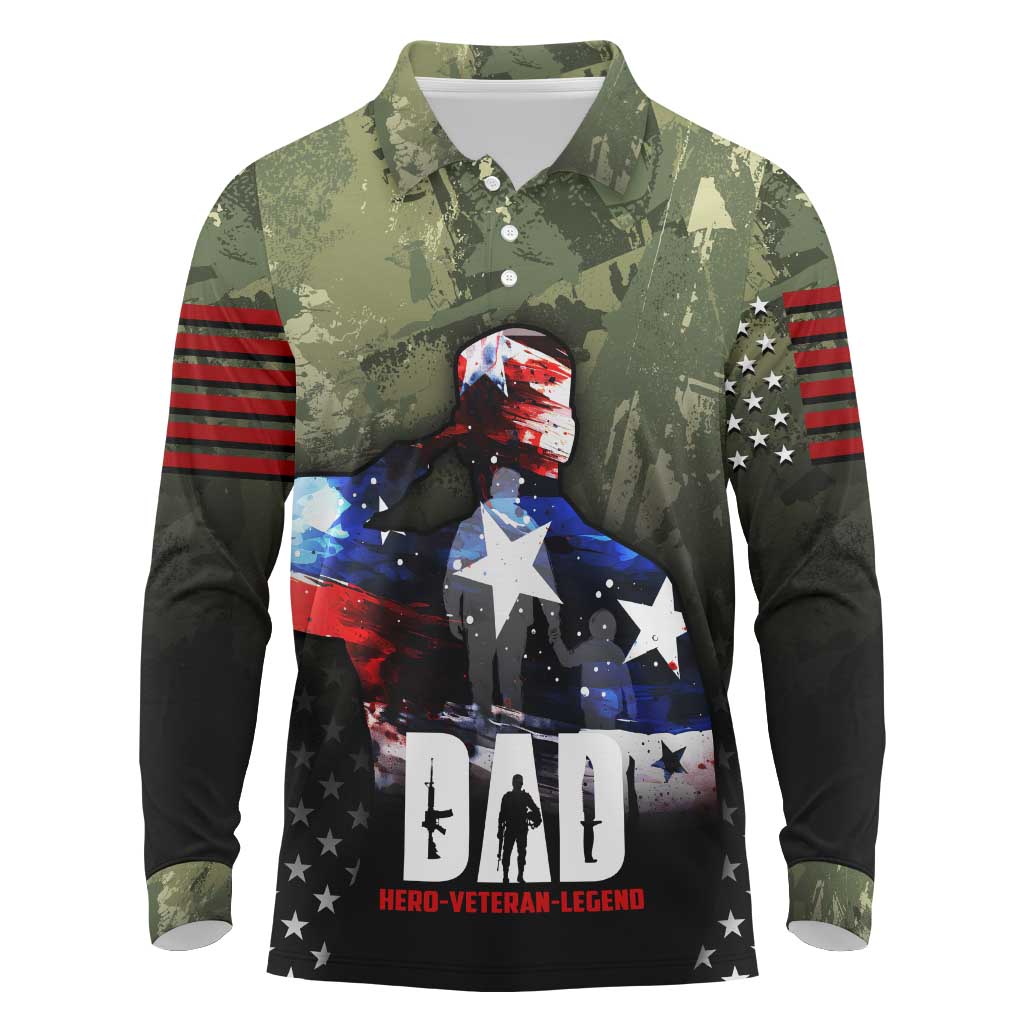 Veteran Dad Long Sleeve Polo Shirt I Am a Veteran Like My Father Before Me