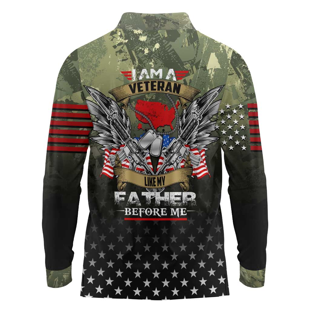 Veteran Dad Long Sleeve Polo Shirt I Am a Veteran Like My Father Before Me