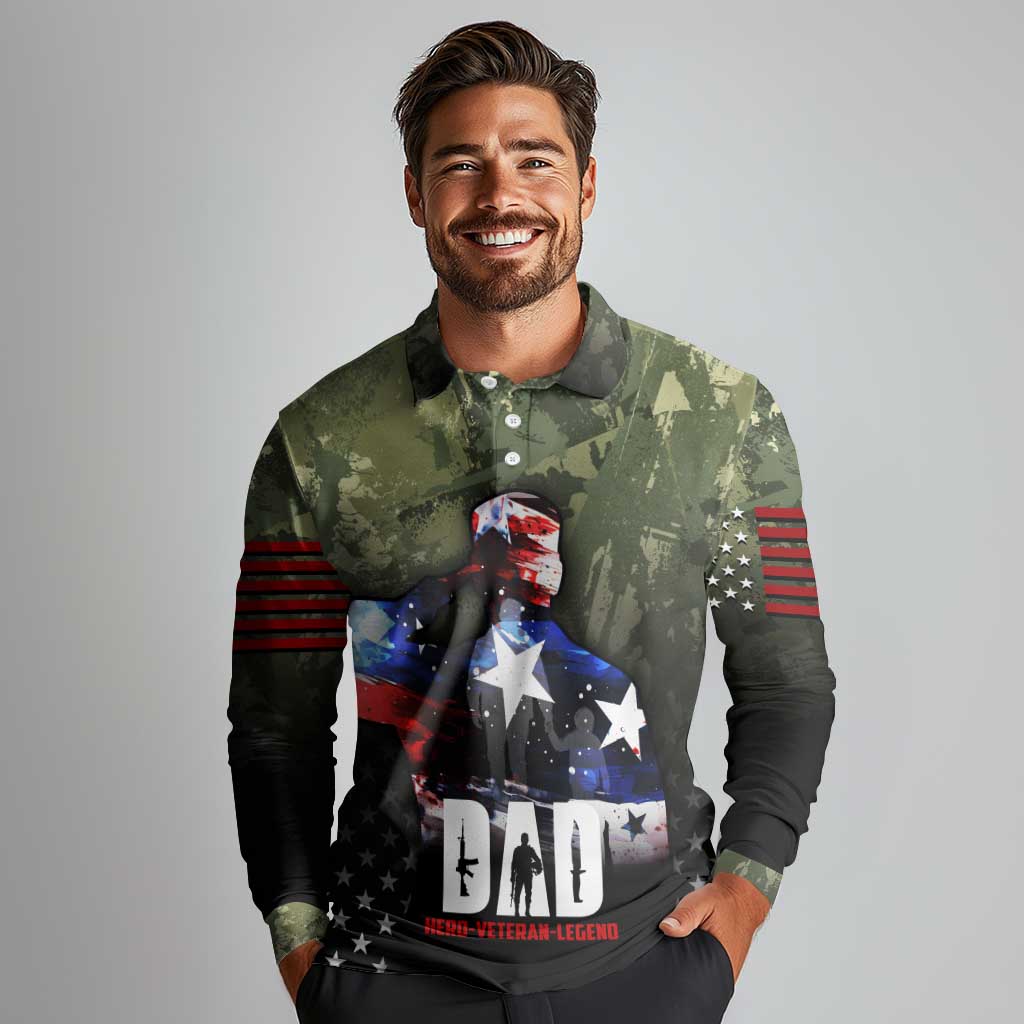 Veteran Dad Long Sleeve Polo Shirt I Am a Veteran Like My Father Before Me