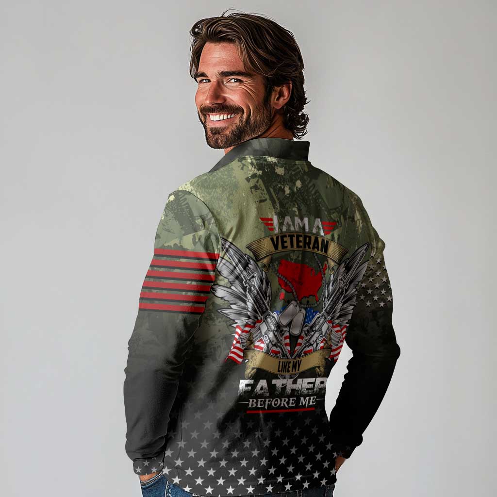 Veteran Dad Long Sleeve Polo Shirt I Am a Veteran Like My Father Before Me