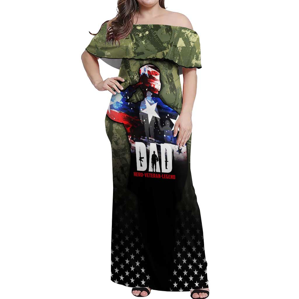 Veteran Dad Off Shoulder Maxi Dress I Am a Veteran Like My Father Before Me