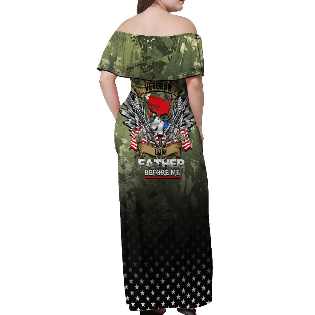 Veteran Dad Off Shoulder Maxi Dress I Am a Veteran Like My Father Before Me
