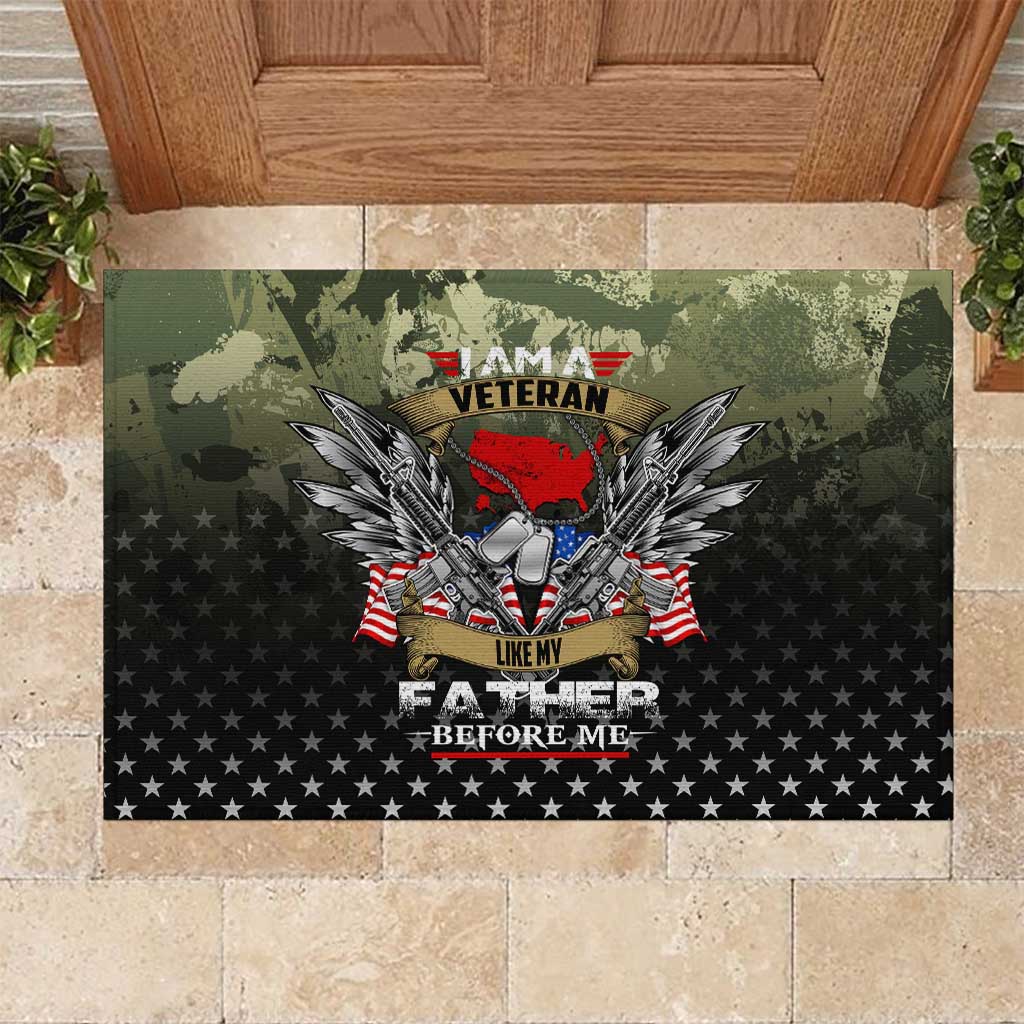 Veteran Dad Rubber Doormat I Am a Veteran Like My Father Before Me