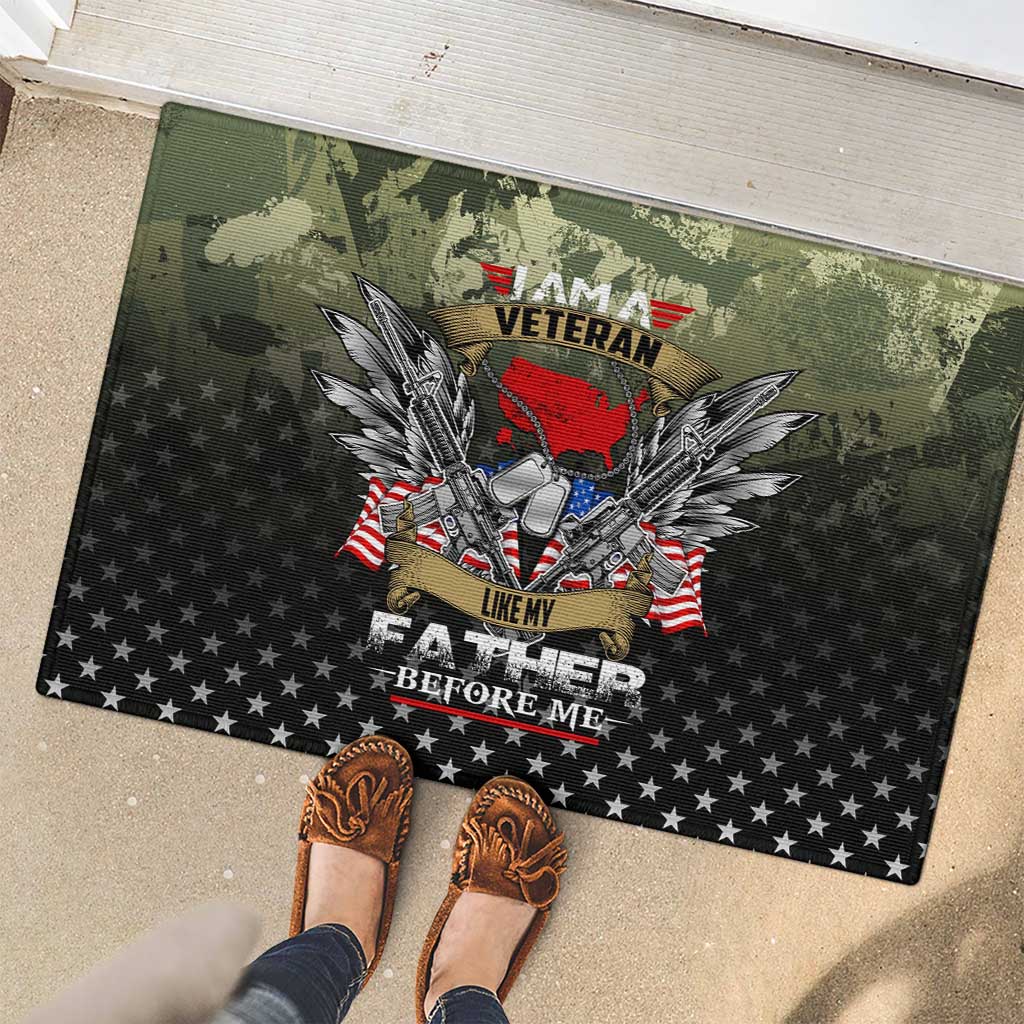 Veteran Dad Rubber Doormat I Am a Veteran Like My Father Before Me