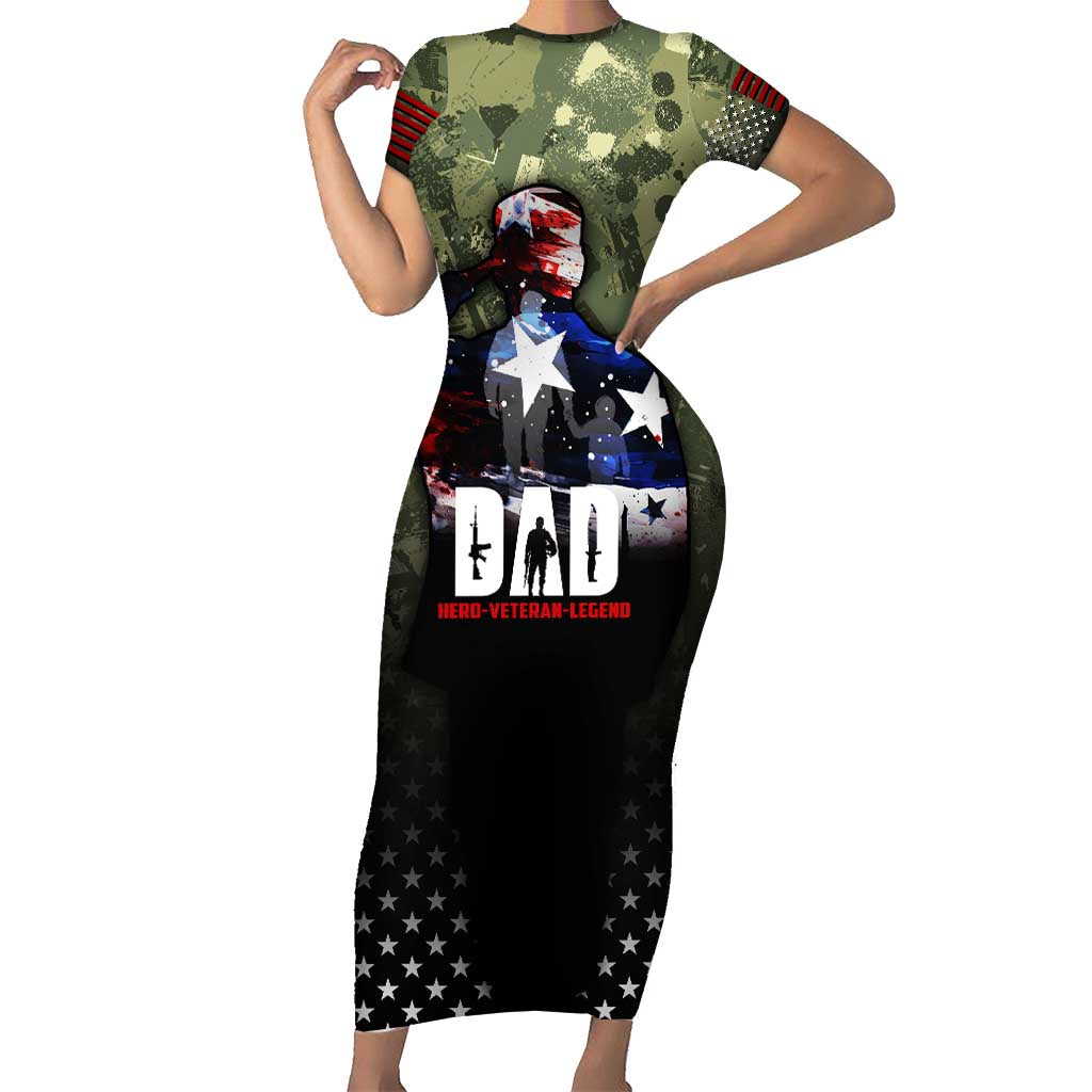 Veteran Dad Short Sleeve Bodycon Dress I Am a Veteran Like My Father Before Me
