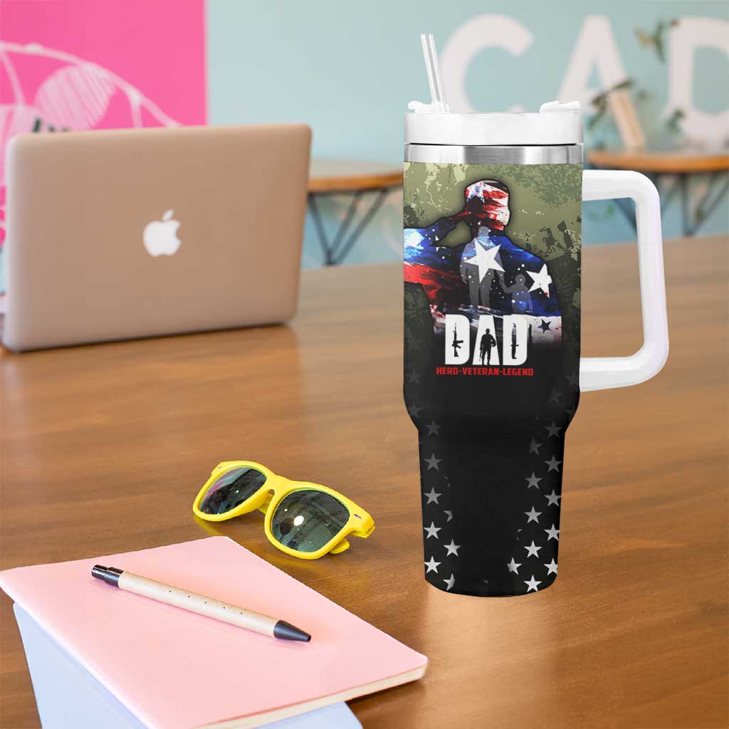 Veteran Dad Tumbler With Handle I Am a Veteran Like My Father Before Me
