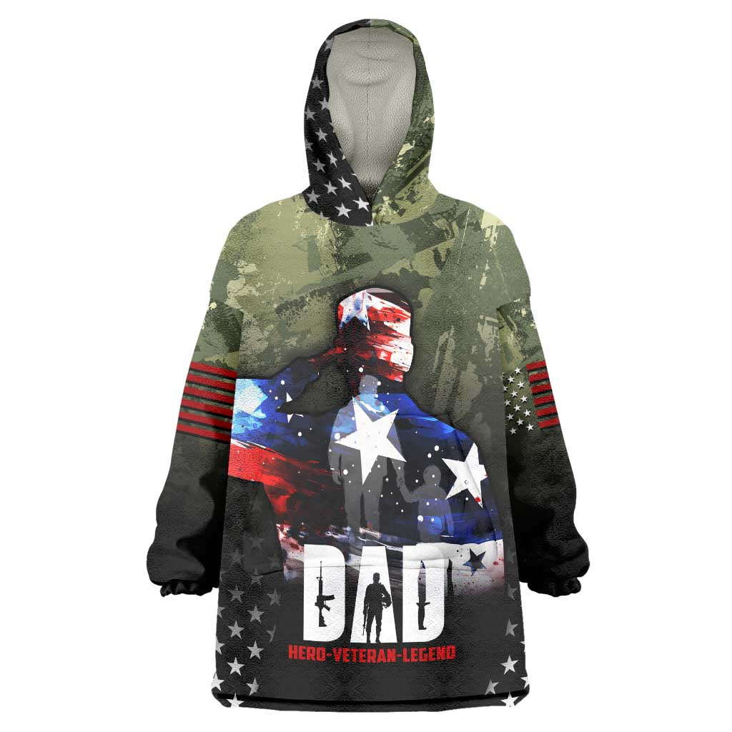 Veteran Dad Wearable Blanket Hoodie I Am a Veteran Like My Father Before Me