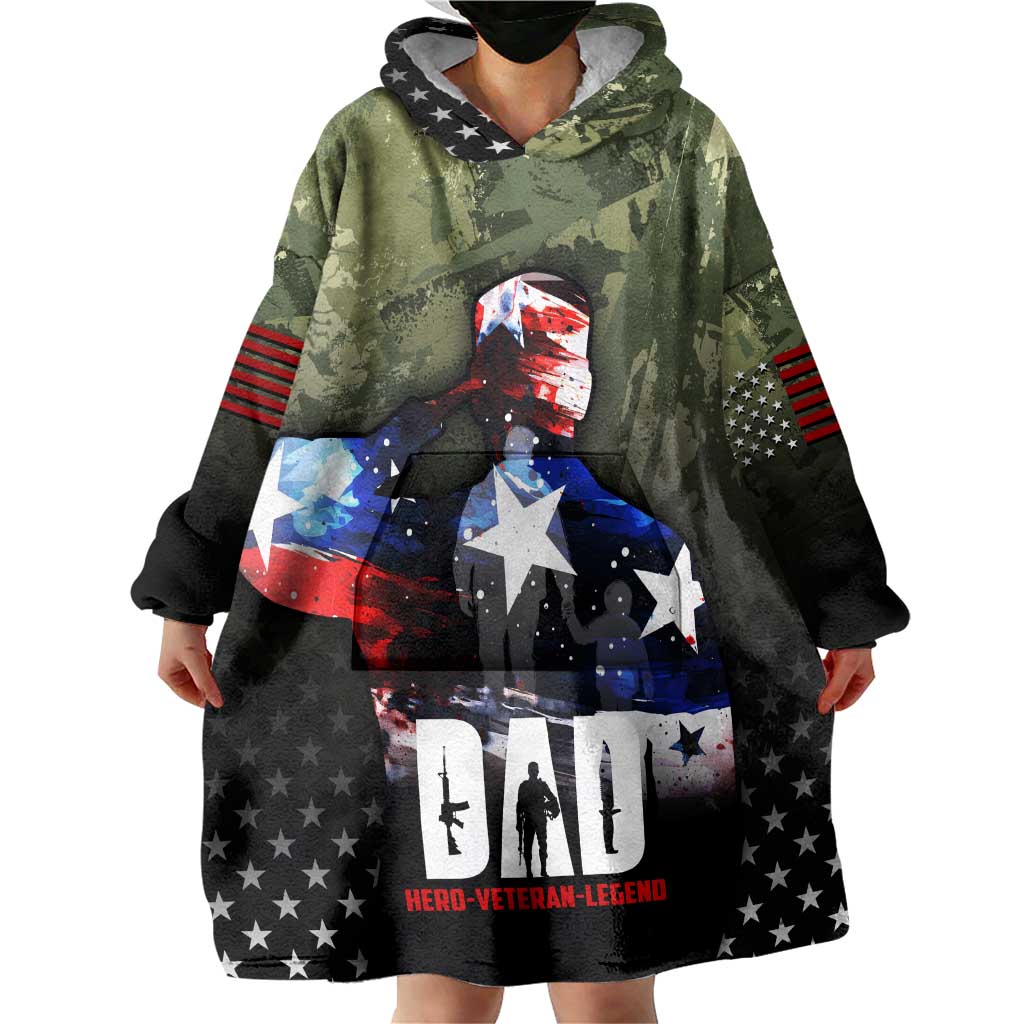 Veteran Dad Wearable Blanket Hoodie I Am a Veteran Like My Father Before Me