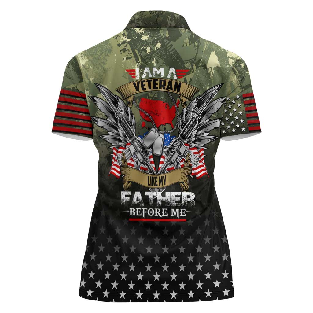 Veteran Dad Women Polo Shirt I Am a Veteran Like My Father Before Me