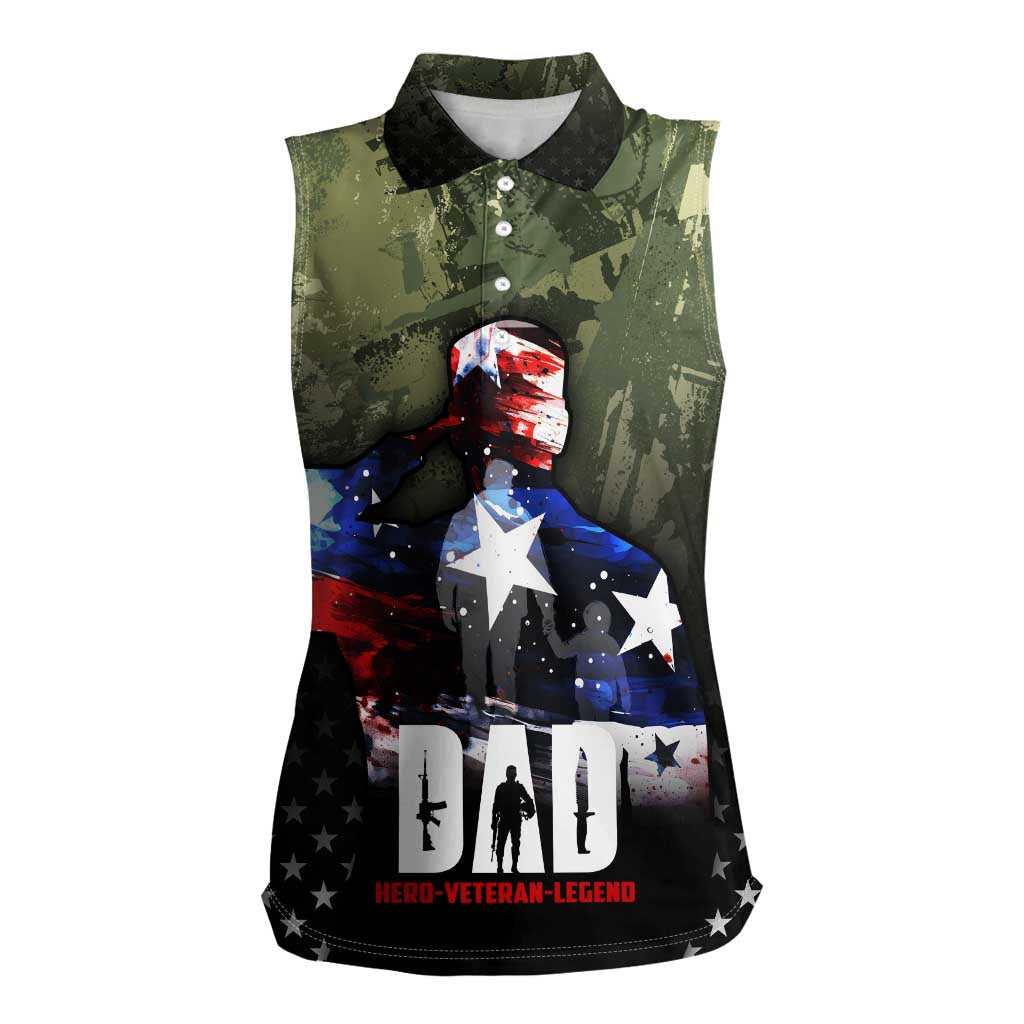 Veteran Dad Women Sleeveless Polo Shirt I Am a Veteran Like My Father Before Me
