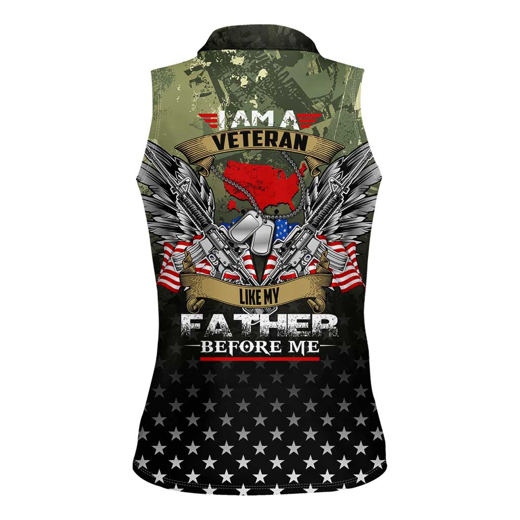 Veteran Dad Women Sleeveless Polo Shirt I Am a Veteran Like My Father Before Me