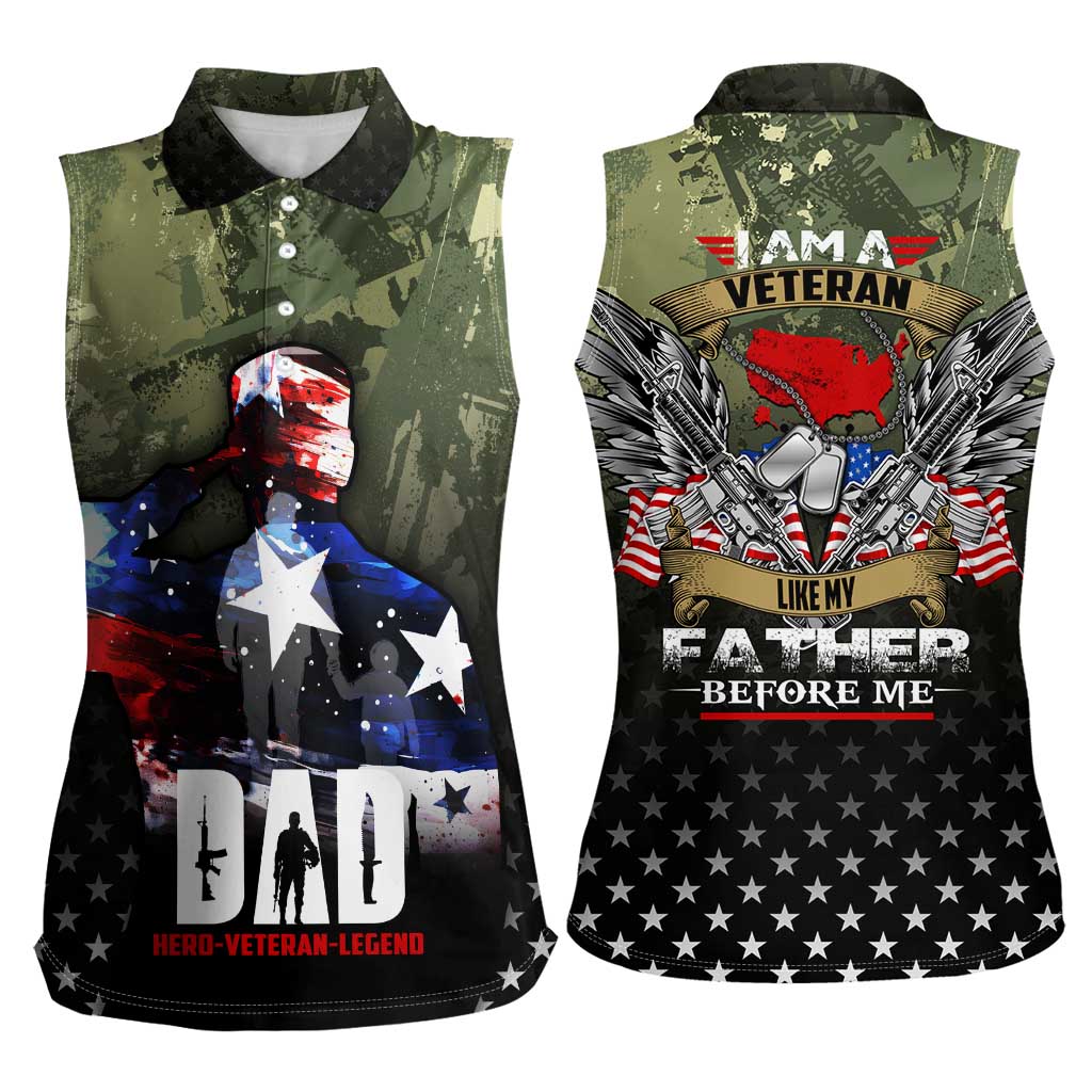 Veteran Dad Women Sleeveless Polo Shirt I Am a Veteran Like My Father Before Me