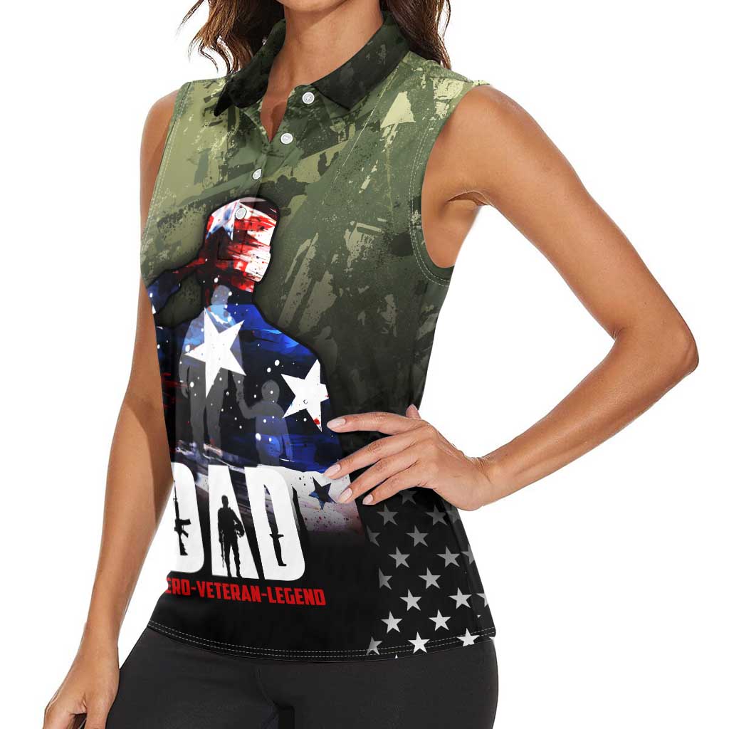 Veteran Dad Women Sleeveless Polo Shirt I Am a Veteran Like My Father Before Me