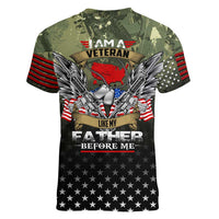 Veteran Dad Women V-Neck T-Shirt I Am a Veteran Like My Father Before Me
